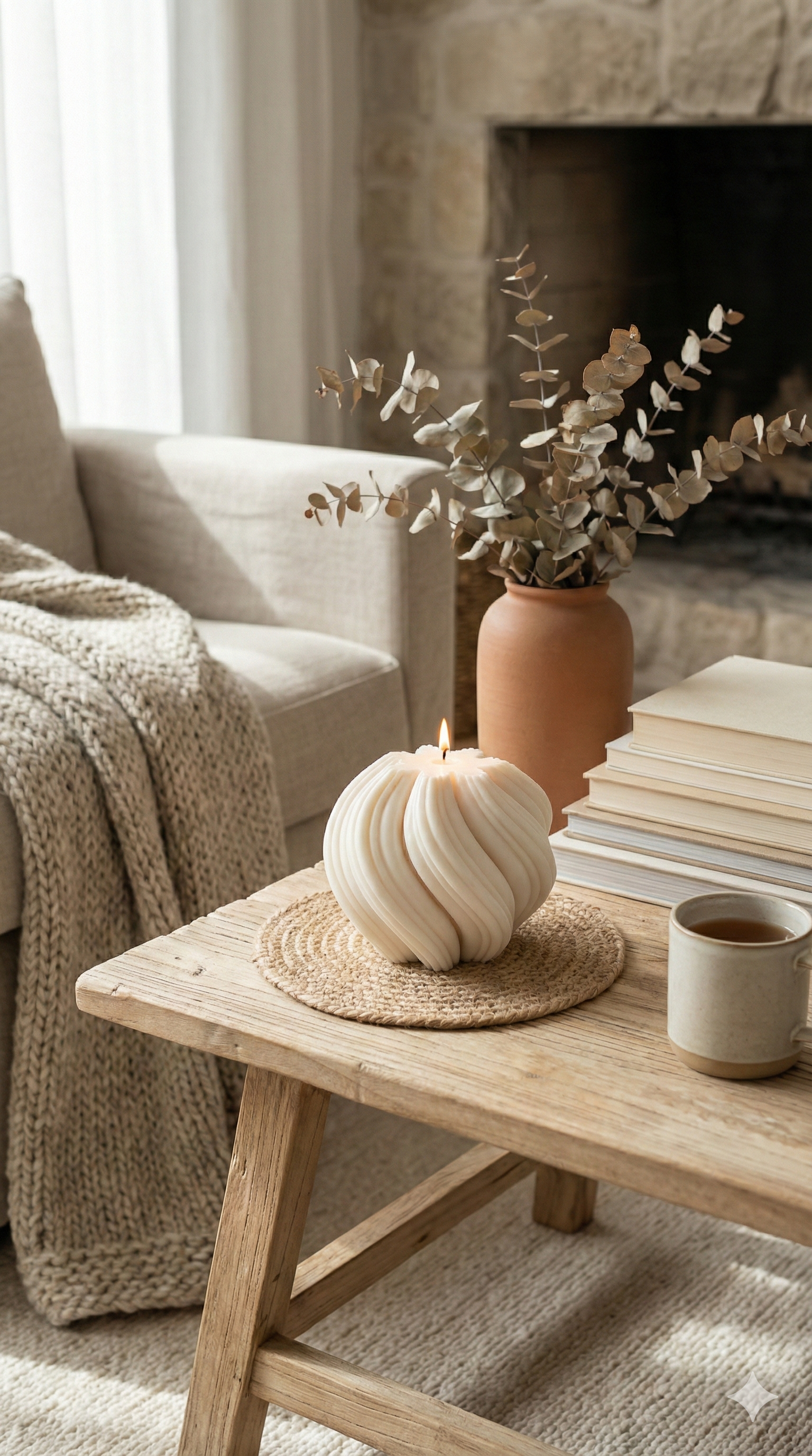 Swirl Kerze im Wohnzimmer