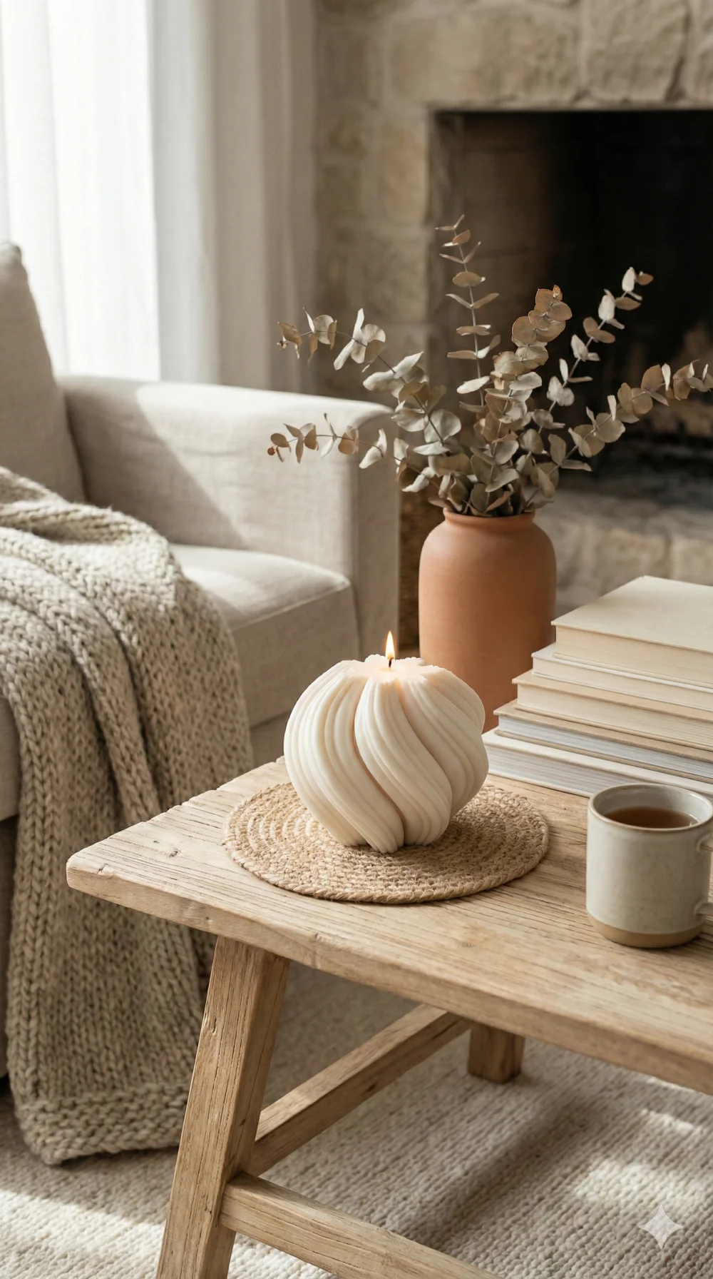Swirl Kerze im Wohnzimmer